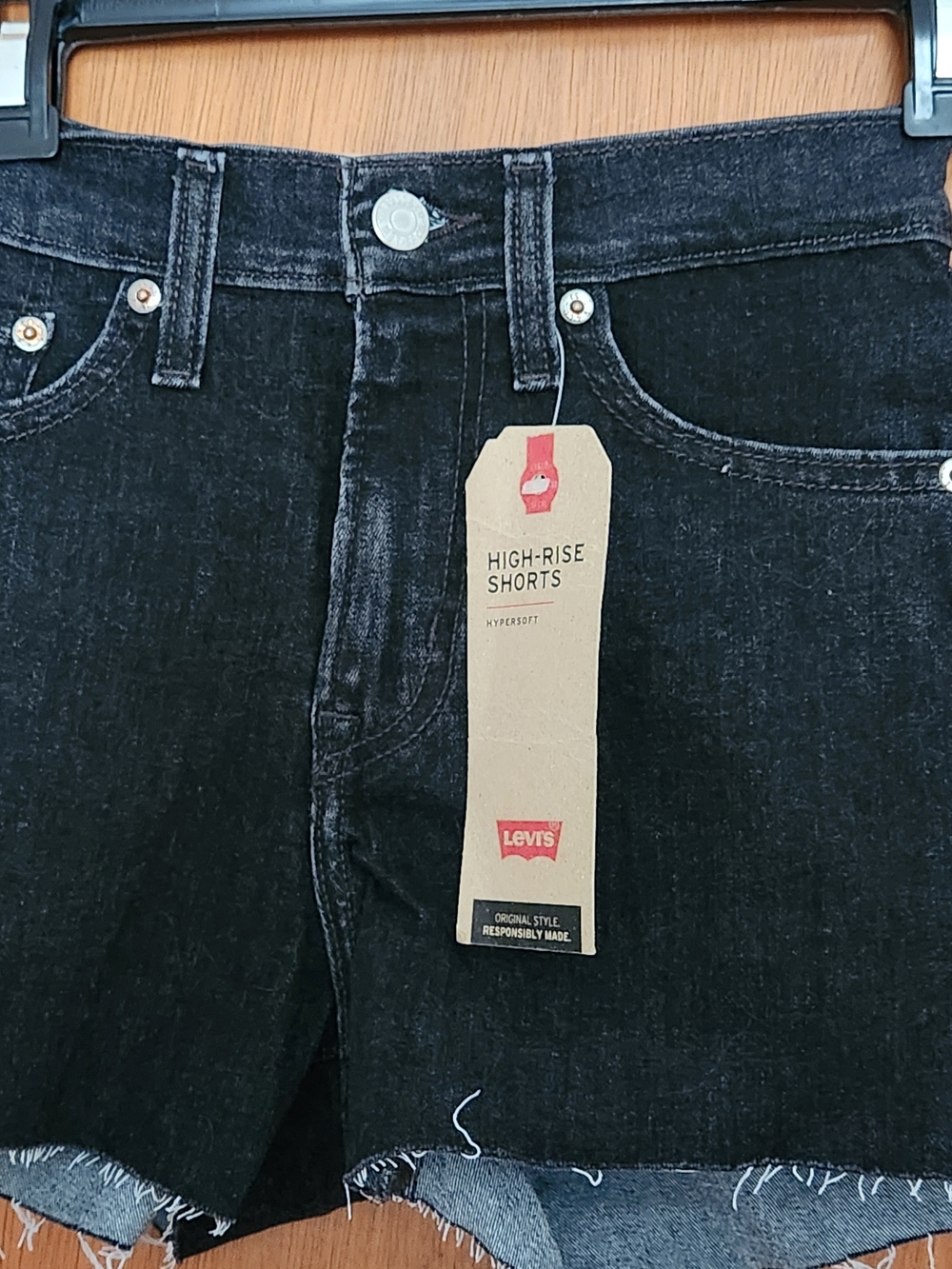 Levi's Washed Black High-Rise Denim Shorts